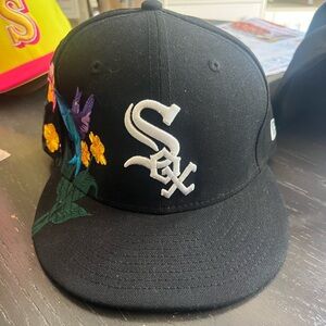 Chicago White Sox Hat New Era 59Fifty Baseball Cap Hummingbird Flower 7 1/8